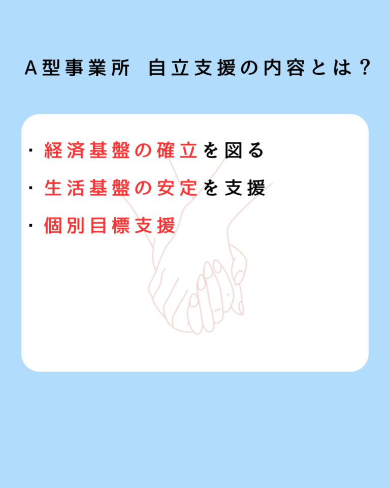 A型事業所 自立支援の内容とは？